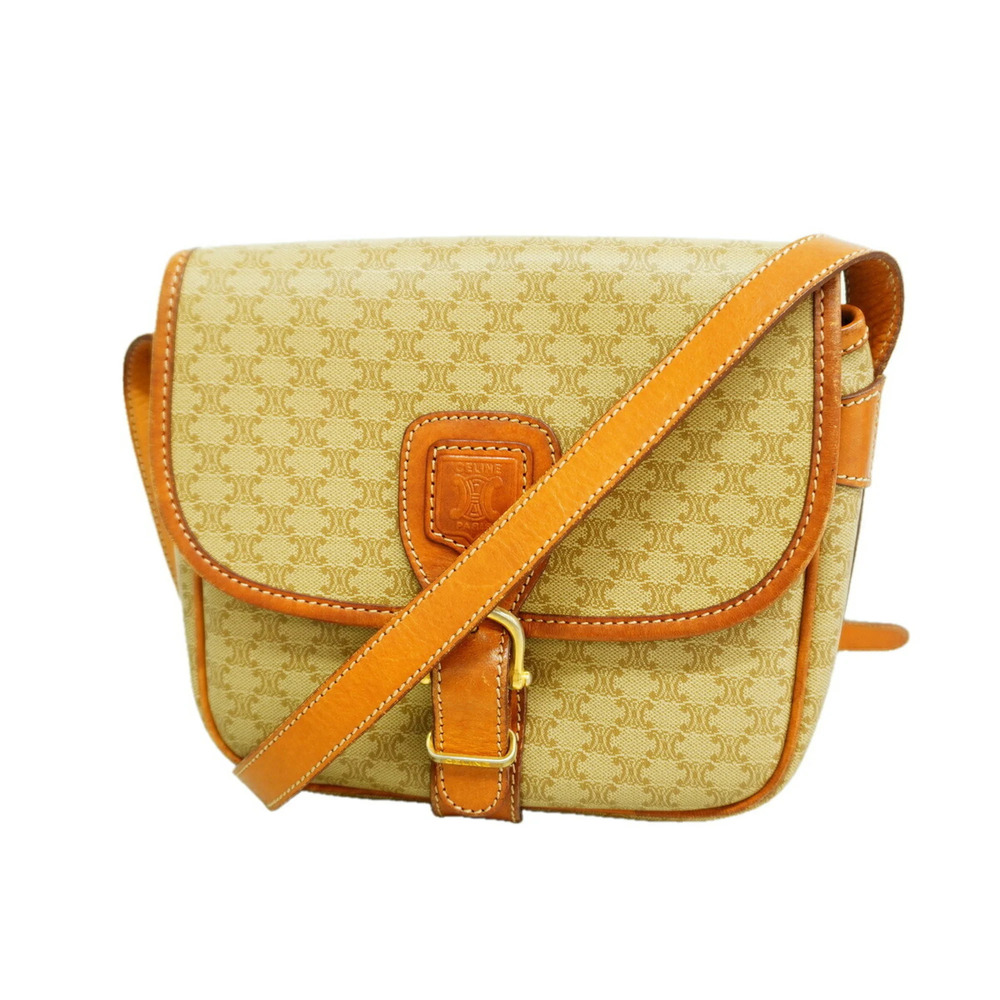 Celine Macadam Shoulder Bag, Beige, Women's